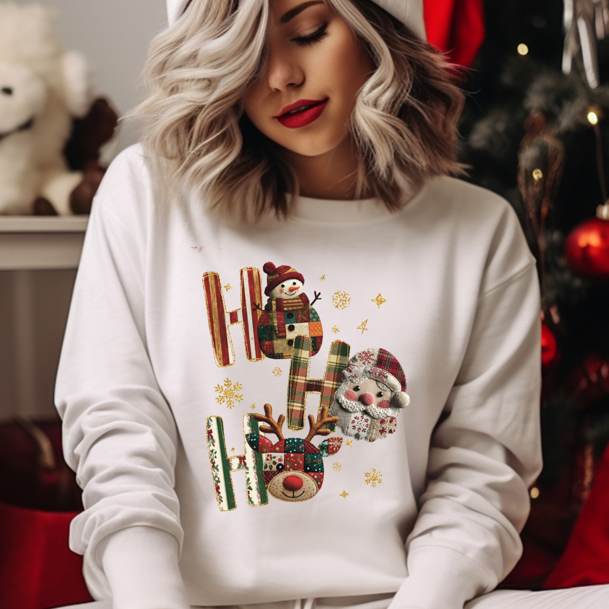 EMBROIDERED HO HO HO - THIN MATTE CLEAR FILM