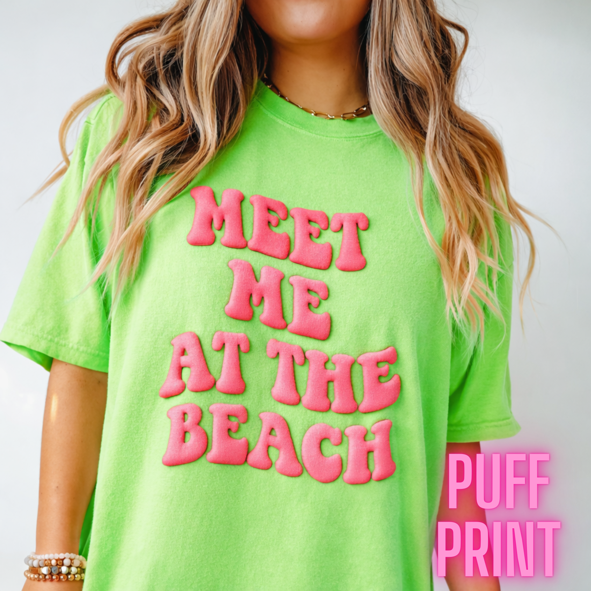 MEET ME AT THE BEACH - BUBBLEGUM PINK PUFF PRINT