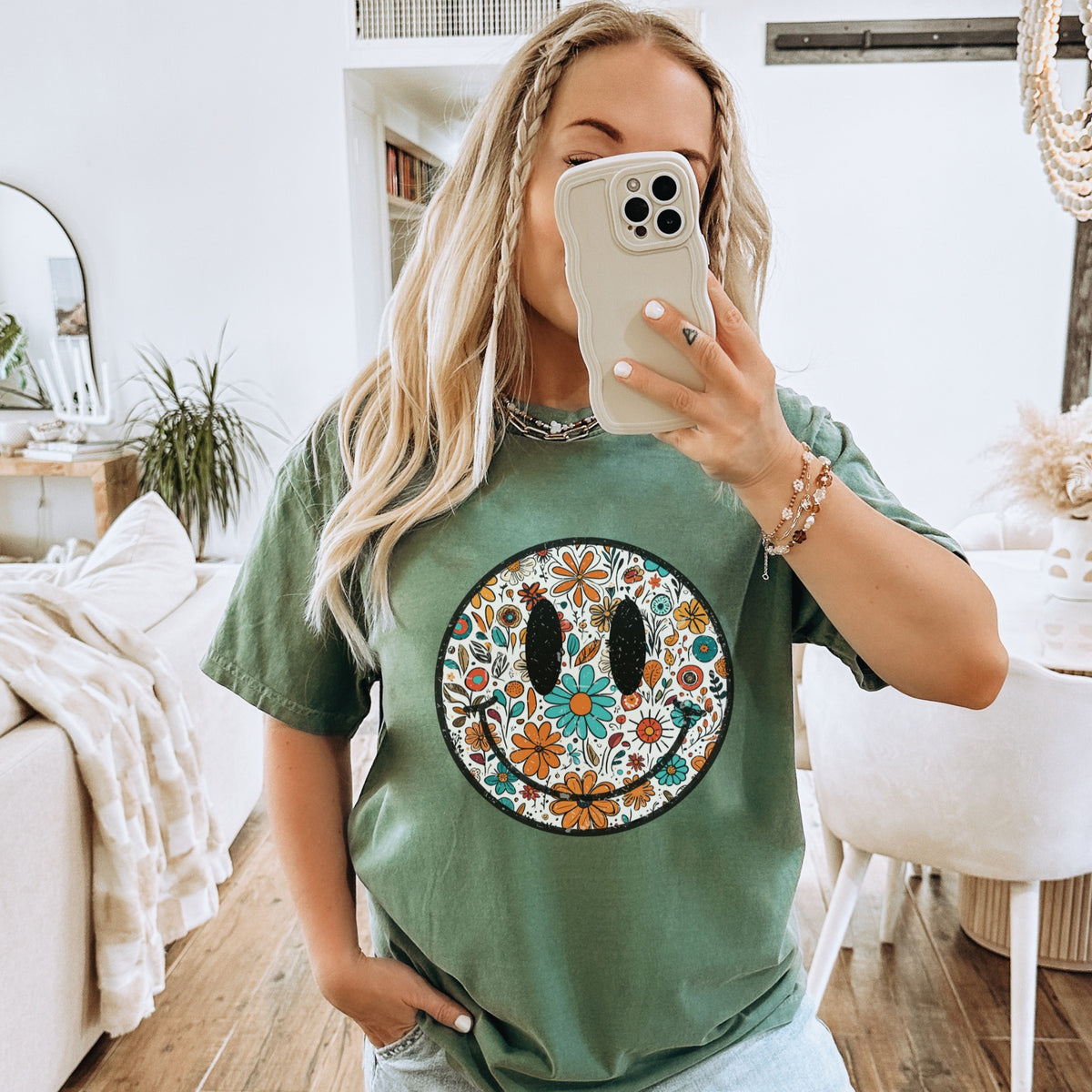 BOHO FLOWER SMILEY - THIN MATTE CLEAR FILM