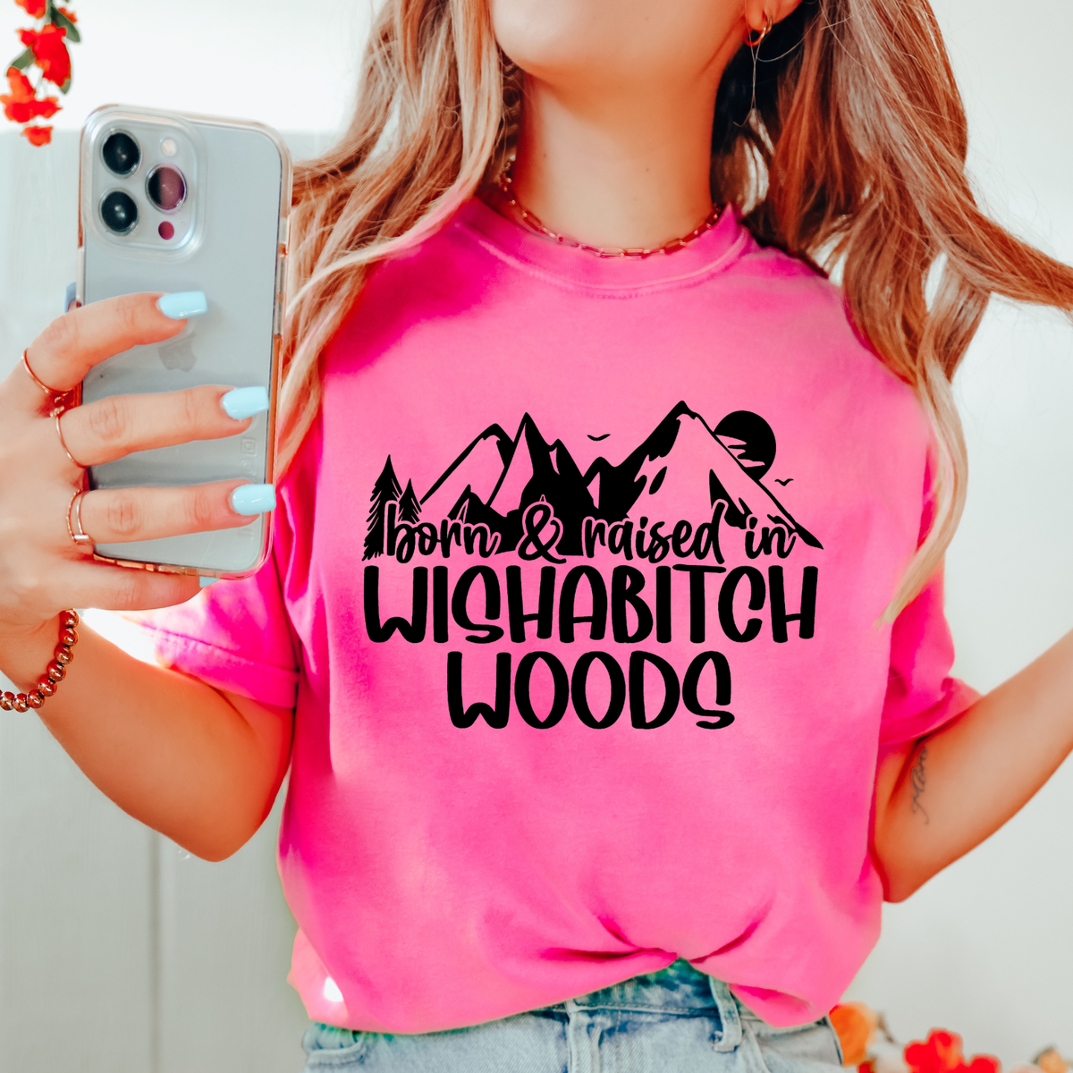 BORN AND RAISED IN WISHABITCH WOODS - THIN MATTE CLEAR FILM