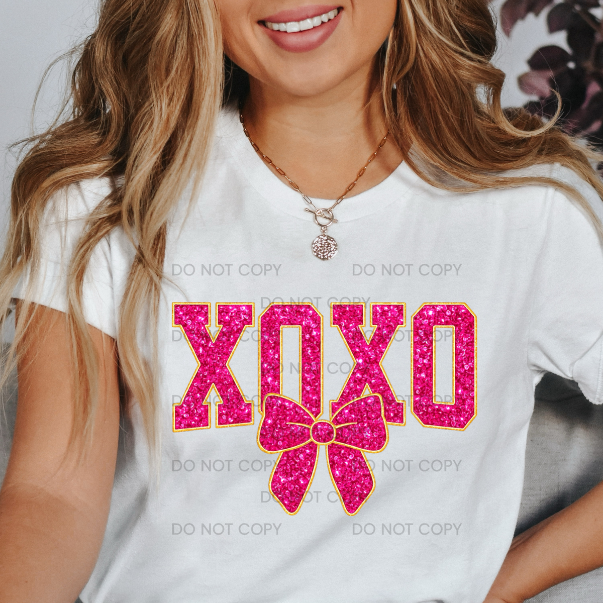 GLITTER XOXO BOW - THIN MATTE CLEAR FILM