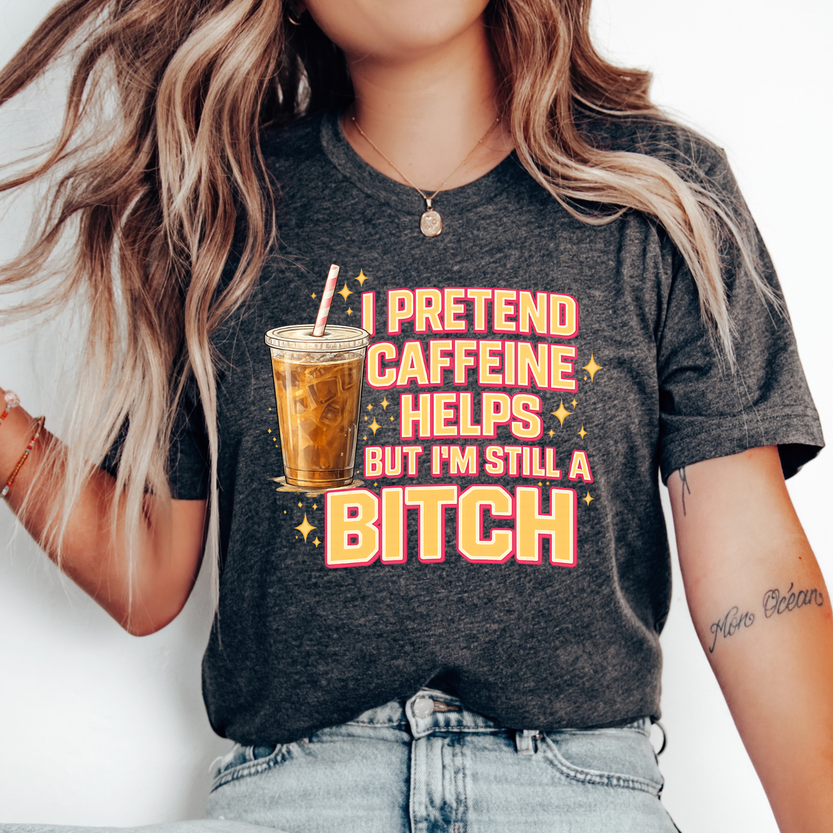 I PRETEND CAFFEINE HELPS - THIN MATTE CLEAR FILM