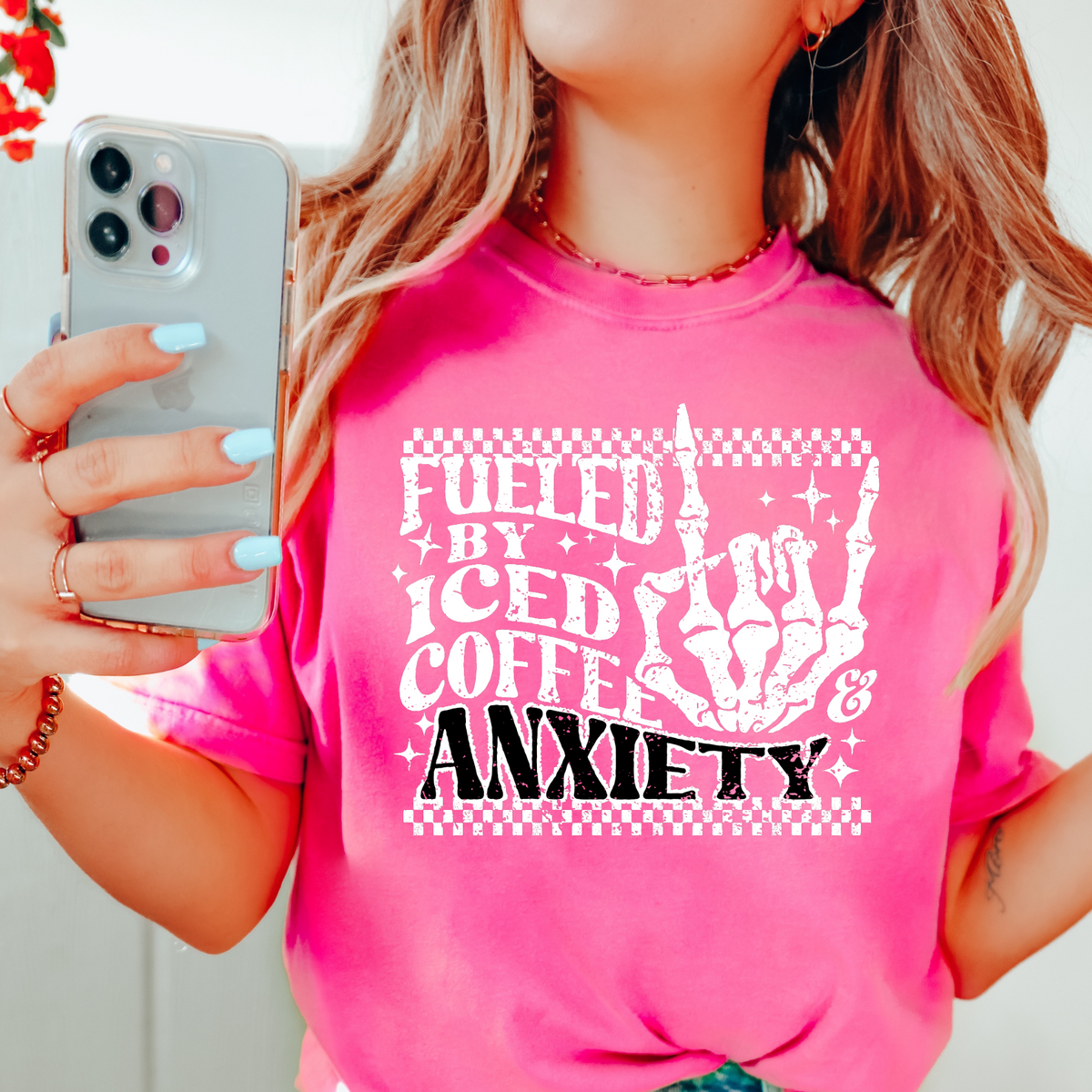 FUELED BY ICED COFFEE AND ANXIETY - THIN MATTE CLEAR FILM