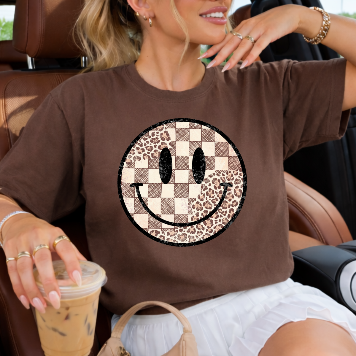 LEOPARD CHECKERED SMILEY - THIN MATTE CLEAR FILM