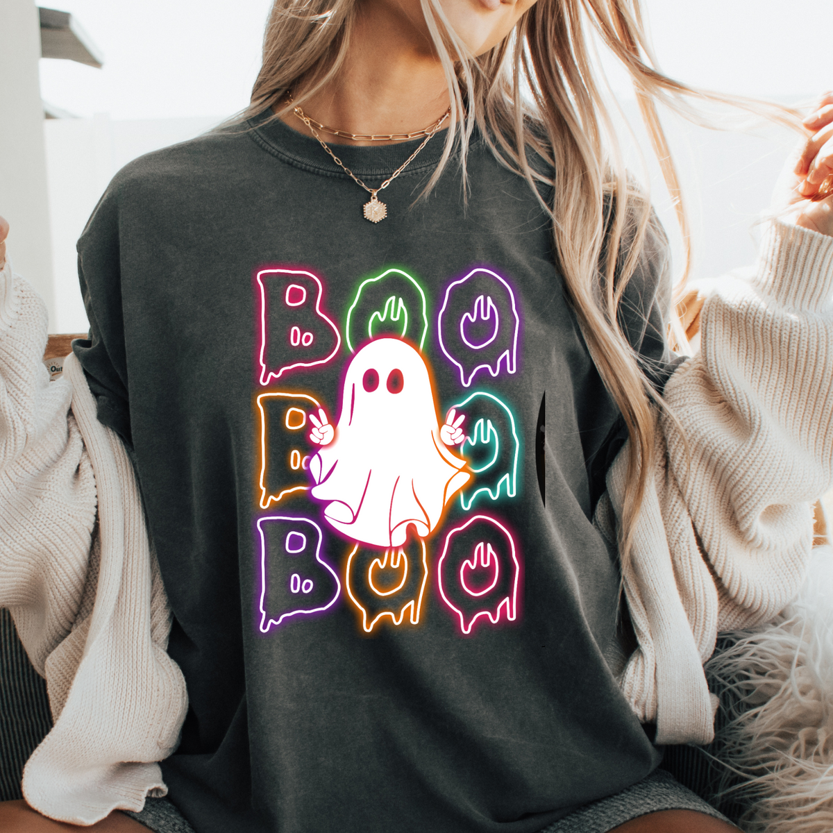 NEON BOO GHOST - THIN MATTE CLEAR FILM