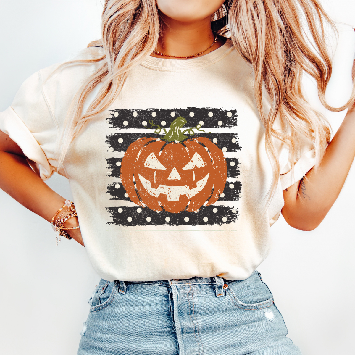 PUMPKIN POLKA DOT STRIPES