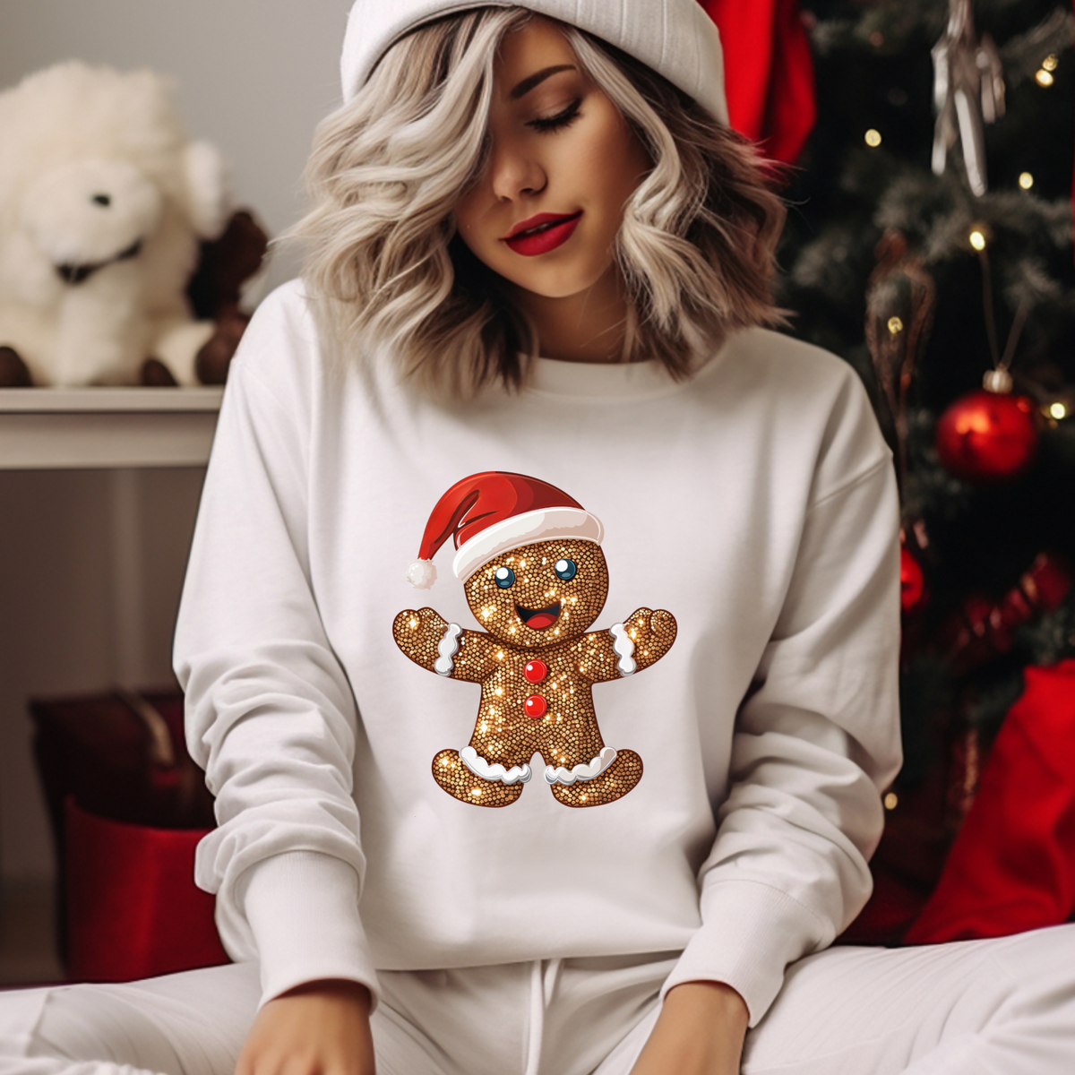 SEQUIN GINGERBREAD MAN - THIN MATTE CLEAR FILM
