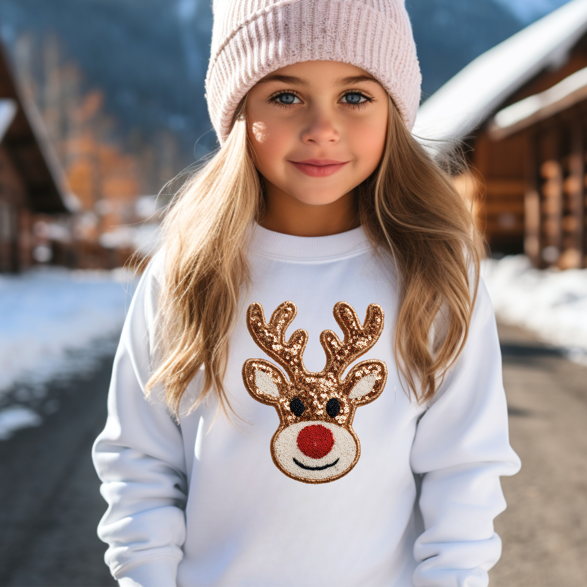YOUTH FAUX SEQUIN REINDEER - THIN MATTE CLEAR FILM