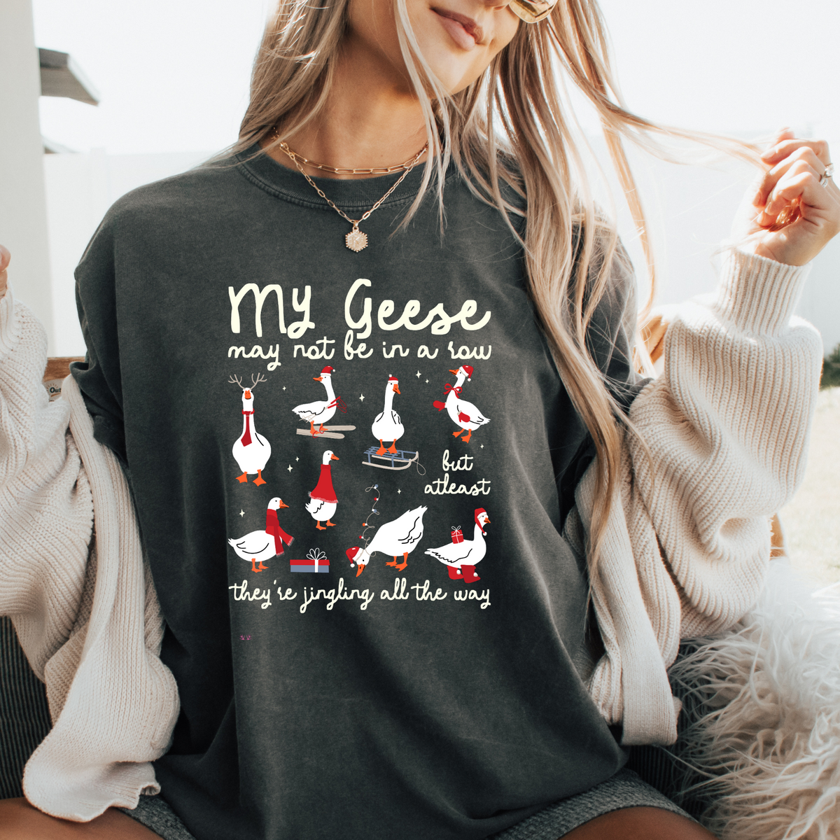 GEESE NOT IN A ROW BUT JINGLE ALL THE WAY - THIN MATTE CLEAR FILM